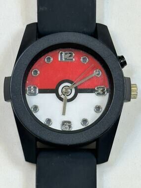 Gently Preowned Pokemon Accutime Corp Kids Wrist Watch 2017 Poke Ball Black Band